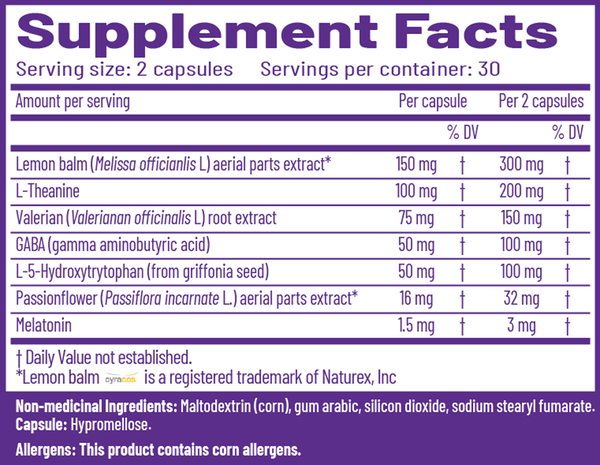 Ortho Sleep Supplement Facts Label