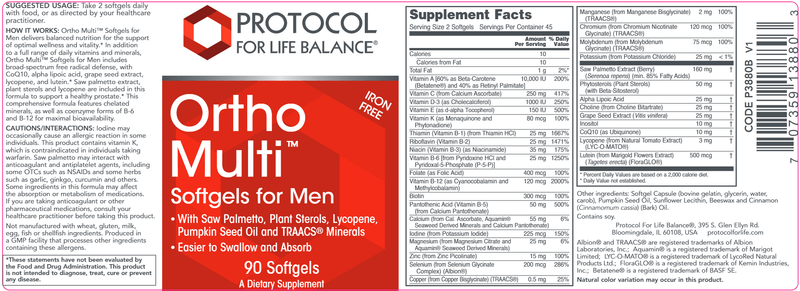 Ortho Multi for Men (Protocol for Life Balance) Label