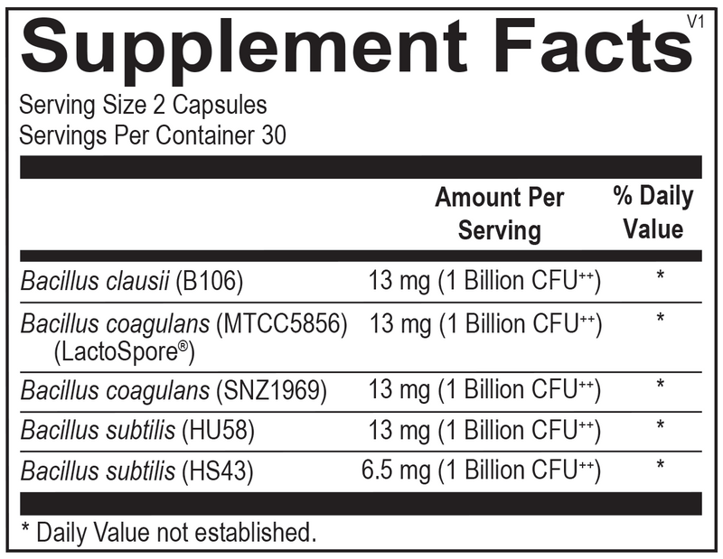 Ortho Spore Complete Ortho Molecular supplement facts