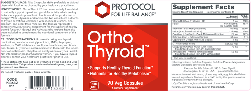 Ortho Thyroid (Protocol for Life Balance) Label
