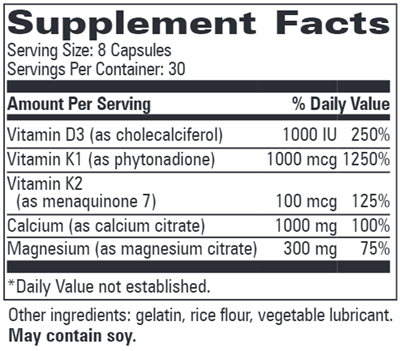 Osteo-Mins PM with D and K1, K2 (Progressive Labs) Supplement Facts