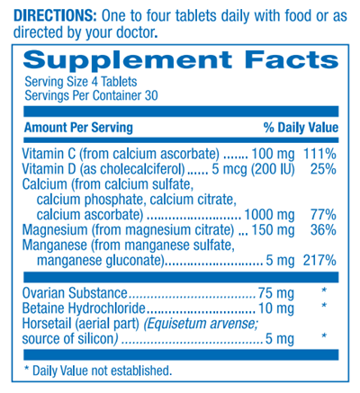 Osteo-Plex for Women Supplement Facts Label