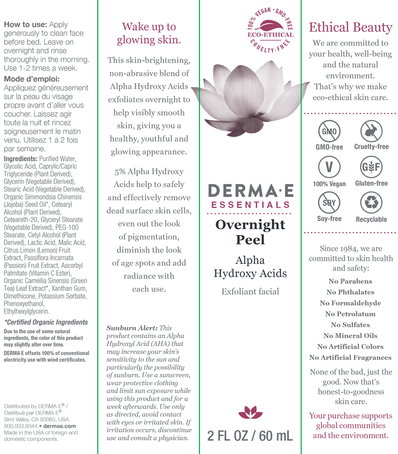 overnight peel dermae label
