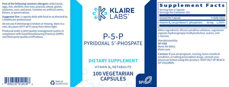 P-5-P Pyridoxal-5-Phosphate (Klaire Labs) Label