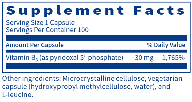 P-5-P Pyridoxal-5-Phosphate (Klaire Labs) supplement facts