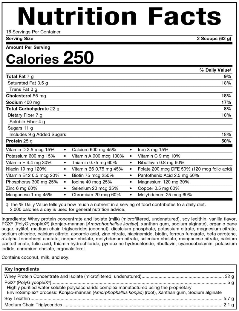 pgx weight loss meal replacement french vanilla bioclinic naturals nutrition facts