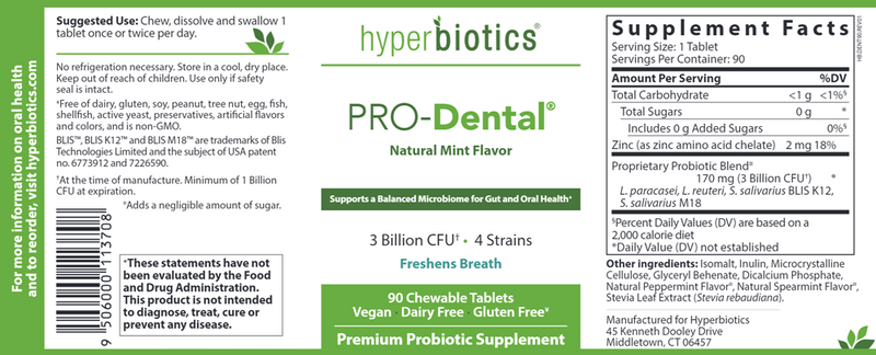 PRO-Dental (Hyperbiotics) Label