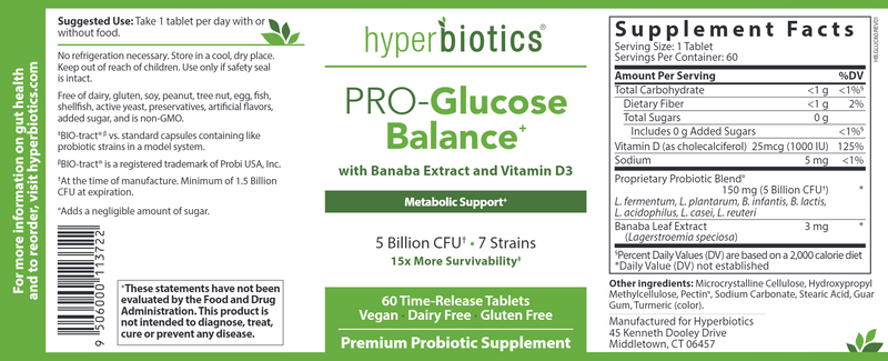 PRO-Glucose Balance (Hyperbiotics) label