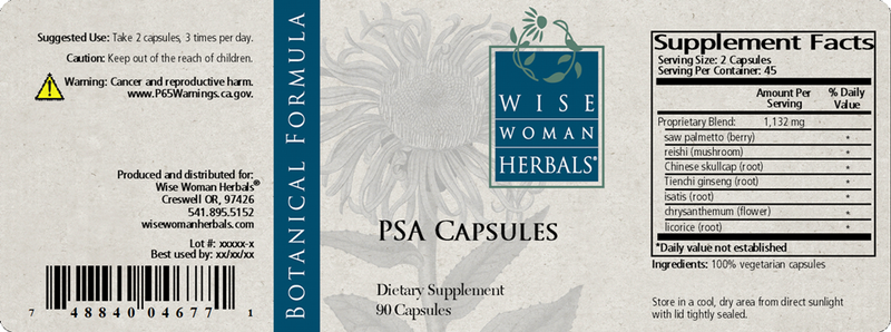 BACKORDER ONLY - PSA Capsules (Wise Woman Herbals)