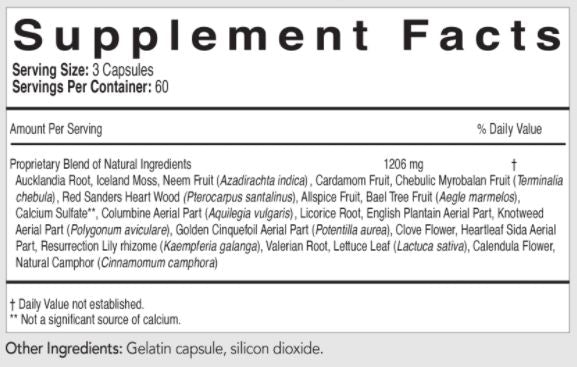 Padma Basic Supplement Facts Label
