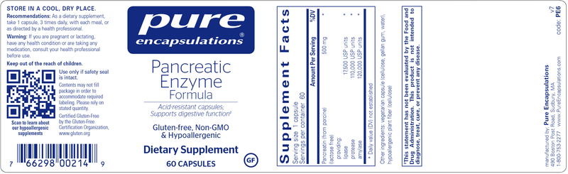 Pancreatic Enzyme Formula 60's (Pure Encapsulations)