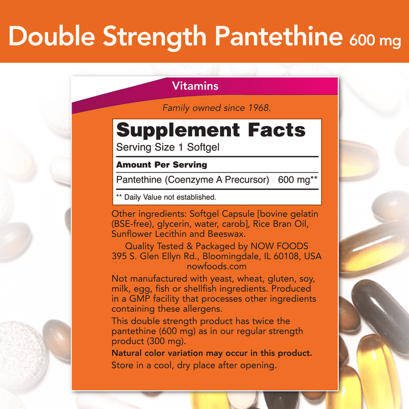 double strength pantethine 600 mg (now foods) supplement facts