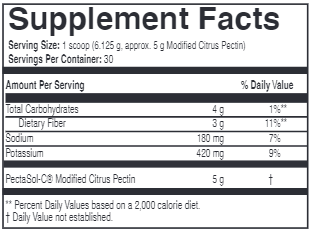 PectaSol-C Lime Infusion Supplement Facts Label