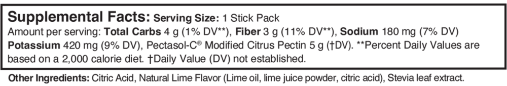 Pectasol Stick Packs Supplement Facts Label