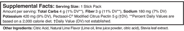 Pectasol Stick Packs Supplement Facts Label