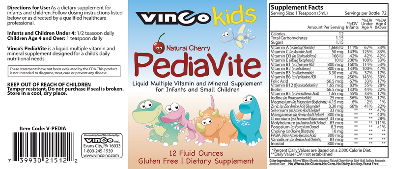 PediaVite Liquid Cherry Flavor Vinco products
