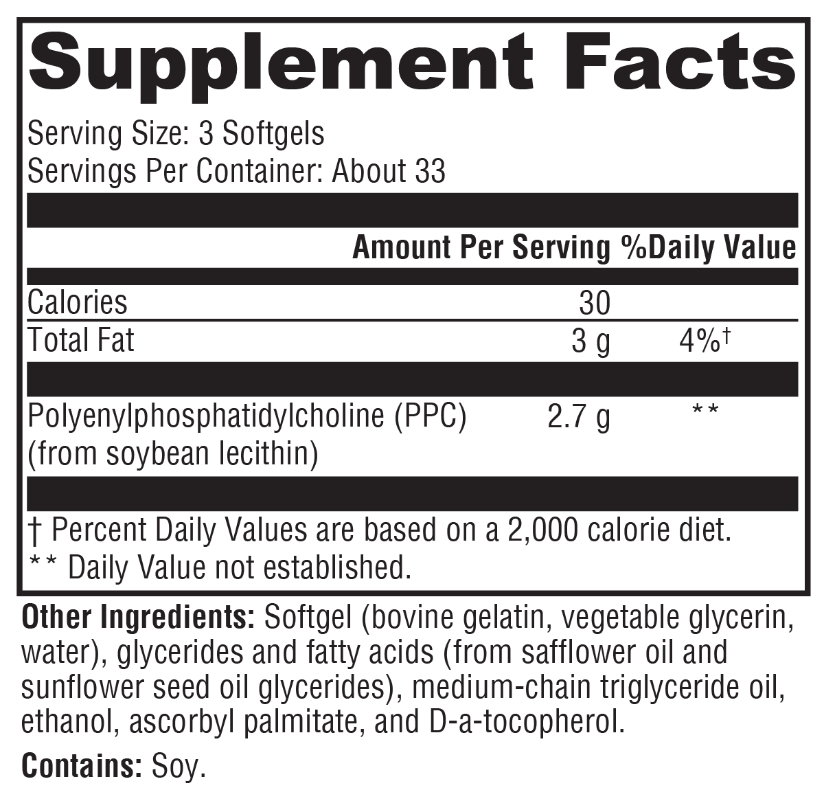 PhosphaLine™ Supplement Facts Label