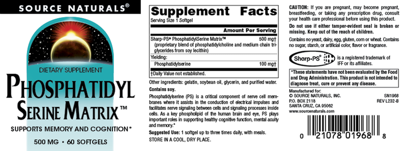 buy phosphatidyl serine matrix 500 mg source naturals