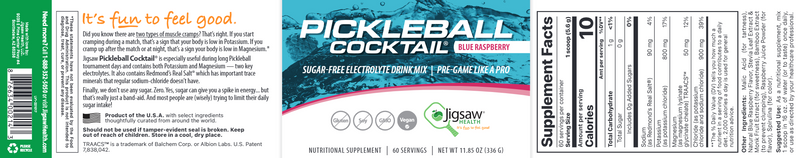 Pickleball Cocktail Blue Raspberry (Jigsaw Health) label