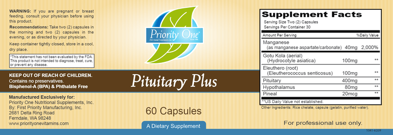 Pituitary Plus (Priority One Vitamins) label