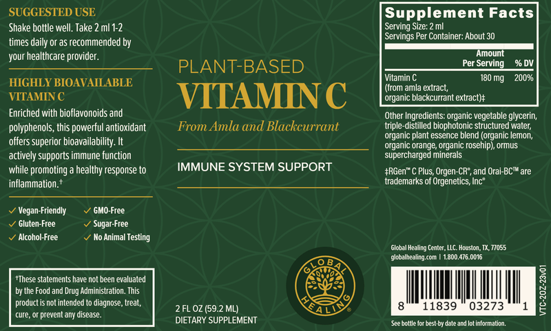 Plant-Based Vitamin C label Global Healing