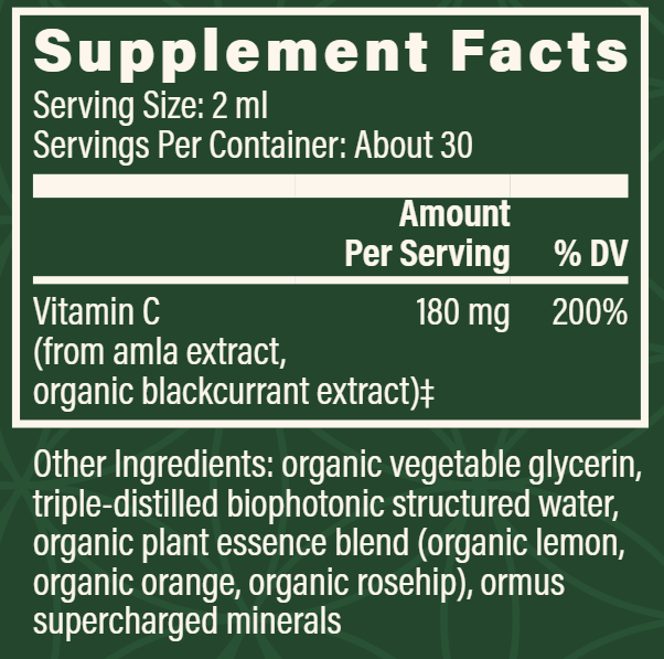 Plant-Based Vitamin C supplement facts Global Healing