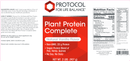 plant protein complete vanilla (protocol for life balance) label