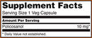 policosanol 10 mg (now foods) supplement facts