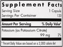 potassium citrate (nutricology) supplement facts