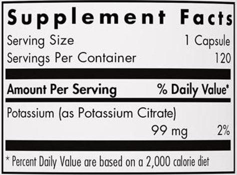 potassium citrate (nutricology) supplement facts