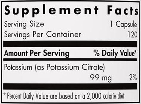 Potassium Citrate 99 mg free shipping (Nutricology)