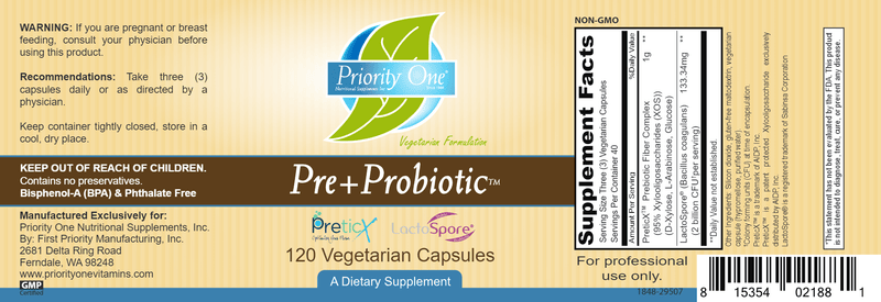 Pre+ProBiotic (Priority One Vitamins) label