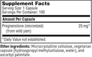 pregnenolone 25 mg sfi health supplement facts