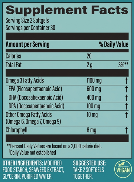 Premium Omega-3 Supplement Facts Label