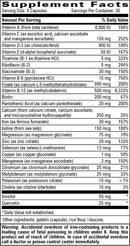 prenatal multiple progressive labs supplement facts