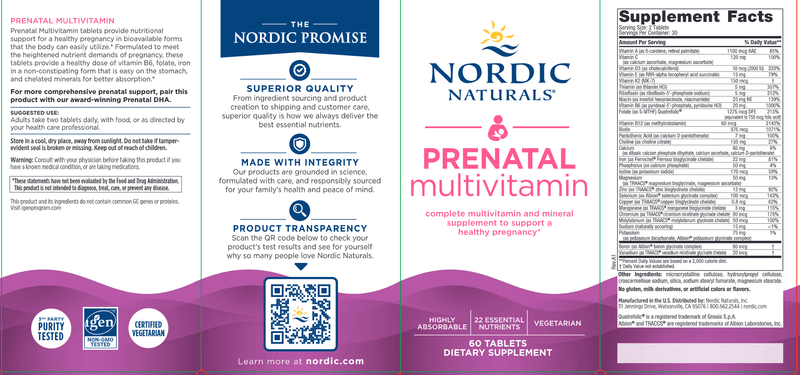 Prenatal Multivitamin (Nordic Naturals) Label