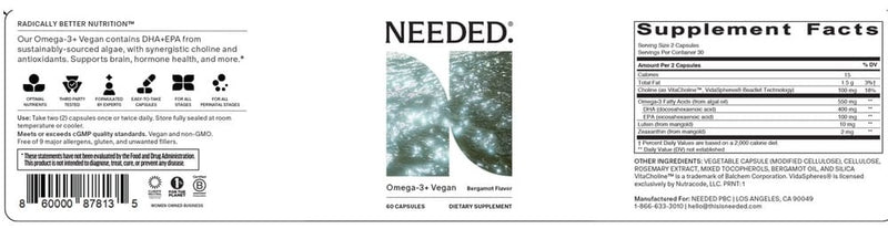 prenatal omega 3+ vegan needed label