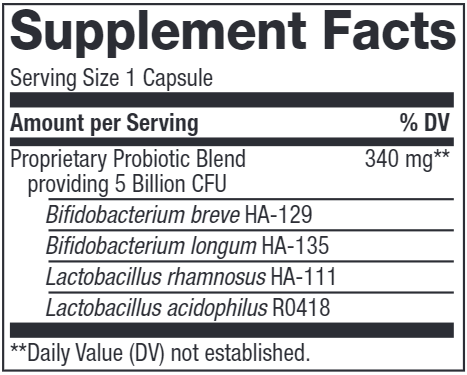 Primadophilus Bifidus 180 veg capsules [REFRIGERATED] (Nature's Way) supplement facts
