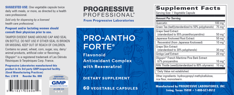 Pro-Antho Forte (Progressive Labs) Label