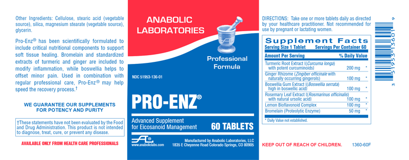 Pro-Enz (Anabolic Laboratories) 60ct Label