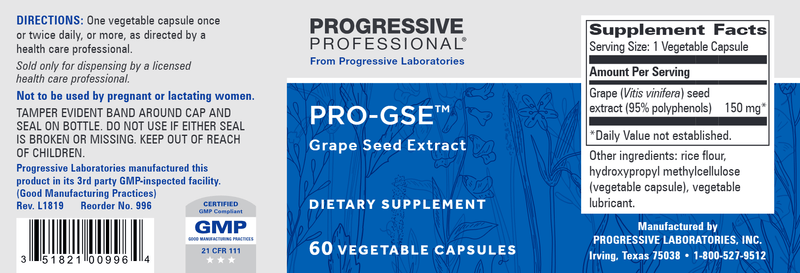Pro-GSE (Progressive Labs) Label