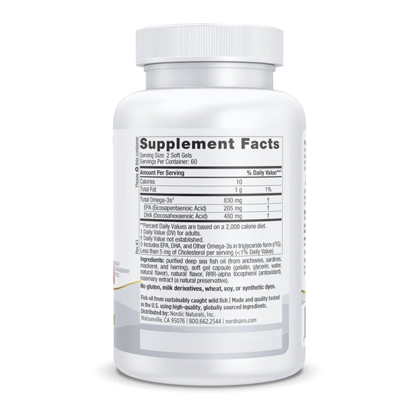 ProDHA 120 Soft Gels Strawberry Supplement Facts Label