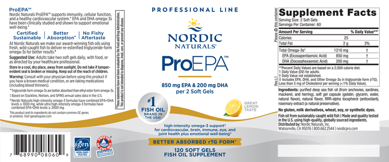 ProEPA soft gels lemon (nordic naturals) label