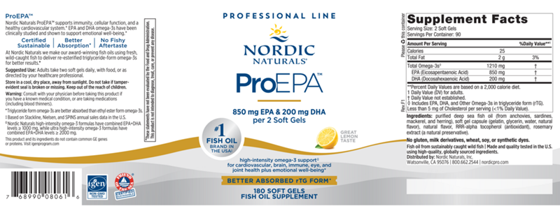 ProEPA soft gels lemon (nordic naturals) label