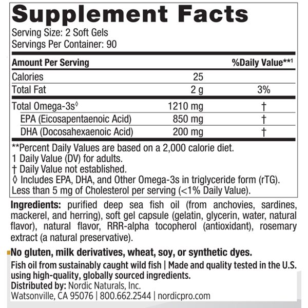 ProEPA soft gels lemon (nordic naturals) supplement facts