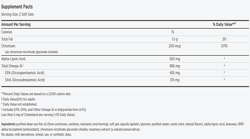 ProOmega blood sugar nordic naturals supplement facts