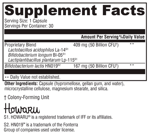 ProbioMax Daily 100B (formerly ProbioMax® DF) Supplement Facts Label