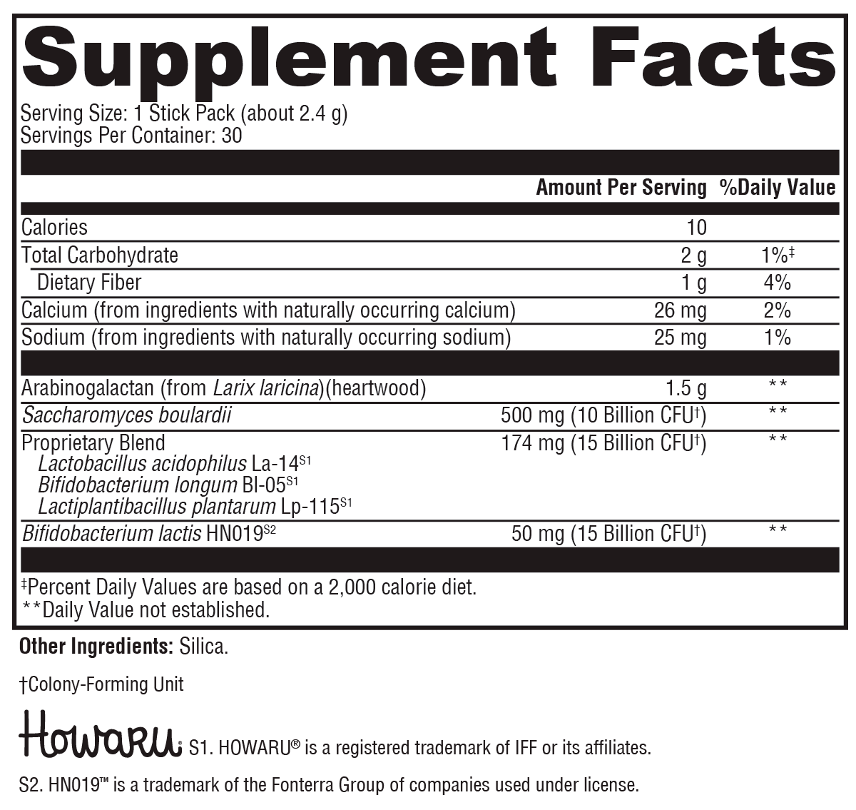 ProbioMax Plus 40B (formerly ProbioMax® Plus DF) Supplement Facts Label