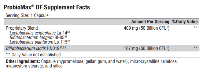 ProbioMax DF (Xymogen) supplement facts
