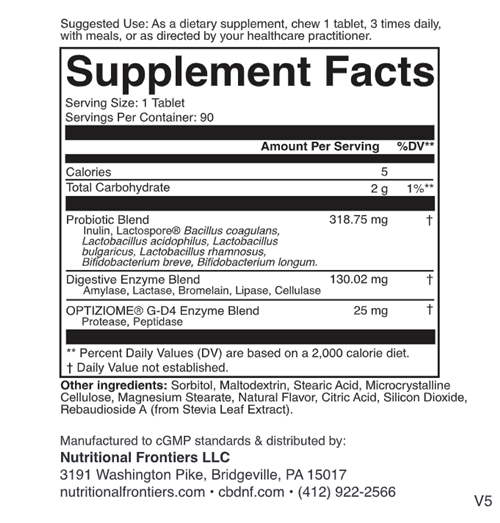 Probzyme Grape Nutritional Frontiers supplement facts